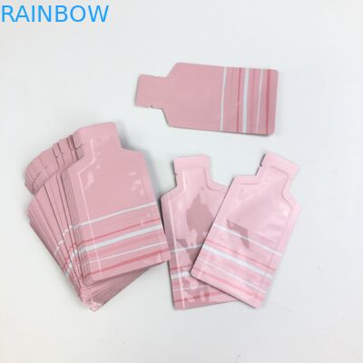 শুকনো ফলের বাদাম প্যাকেজিং পাউচের জন্য স্বচ্ছ উইন্ডো দিয়ে ই এম কাস্টম গোলাপী লোগোর আকার পুনঃসেসযোগ্য