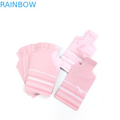 শুকনো ফলের বাদাম প্যাকেজিং পাউচের জন্য স্বচ্ছ উইন্ডো দিয়ে ই এম কাস্টম গোলাপী লোগোর আকার পুনঃসেসযোগ্য