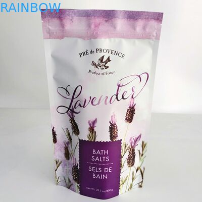 বিনামূল্যে নমুনা ডিজিটাল প্রিন্টিং স্নান সল্ট প্যাকেজিং ব্যাগগুলি পুনরায় সন্ধানযোগ্য স্ট্যান্ড আপ পাউচ 200 জি কফি বডি স্ক্রাব ব্যাগ