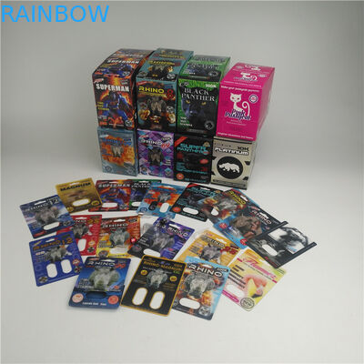 এমওপিপি 350 গ্রাম বেধ ফোস্কা 3 ডি কার্ড গন্ডার পুরুষ বৃদ্ধি পিল