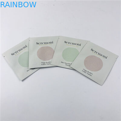 চা প্যাকেজিংয়ের জন্য জিপার ছোট ছোট স্যাচেট সহ কাস্টম প্রিন্টেড স্মল থ্রি সাইড সিল প্যাকেজিং ব্যাগ