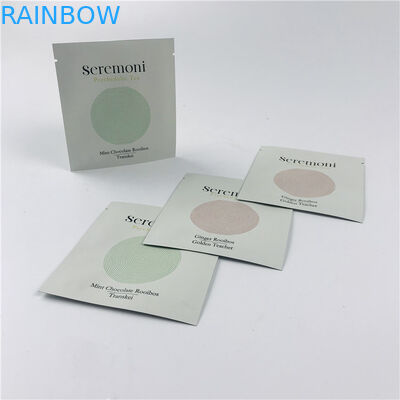 চা প্যাকেজিংয়ের জন্য জিপার ছোট ছোট স্যাচেট সহ কাস্টম প্রিন্টেড স্মল থ্রি সাইড সিল প্যাকেজিং ব্যাগ