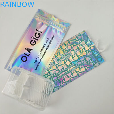 চকচকে পরিষ্কার ফ্রন্ট ডেন্টাল ফ্লস হ্যাং হোল প্লাস্টিকের ব্যাগ অ্যালুমিনিয়াম ফয়েল কাস্টমাইজড জিপ লক ব্যাগ প্যাকেজিং