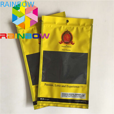 পুনঃনির্ধারণযোগ্য তিন পক্ষের সিল ফ্ল্যাট ময়লার ব্যাগগুলি সিগার আর্দ্রতা পাউচগুলির মাধ্যমে দেখুন প্লাস্টিকের আগাছা খাবার পাউচিং প্যাকেজিং