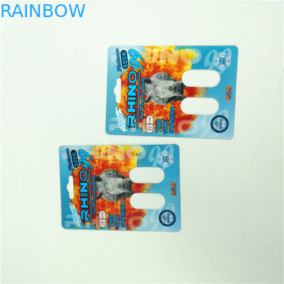 গণ্ডার ফোস্কা কার্ড প্যাকেজিং 350 গ্রাম হোয়াইটবোর্ড পুরুষ বর্ধন ক্যাপসুল