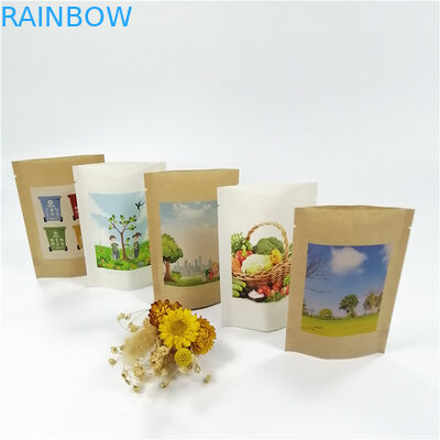 ক্রাফ্ট পেপার এমওপিপি ভিএমপিইটি স্ট্যান্ড আপ জিপলক ব্যাগ 18x26 সেমি