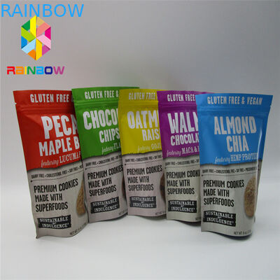 প্লাস্টিক মাইলার অ্যালুমিনিয়াম ফয়েল স্ট্যান্ড আপ জিপলক ব্যাগস প্রিন্টড ফুড গ্রেড