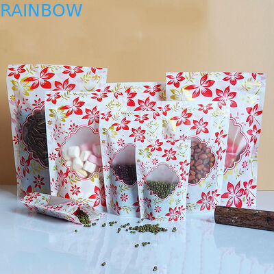 জিপার চকচকে উইন্ডো সহ প্লাস্টিকের পাউচ প্যাকেজিং কাস্টম লোগো