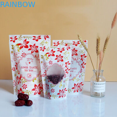 জিপার চকচকে উইন্ডো সহ প্লাস্টিকের পাউচ প্যাকেজিং কাস্টম লোগো