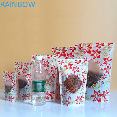 জিপার চকচকে উইন্ডো সহ প্লাস্টিকের পাউচ প্যাকেজিং কাস্টম লোগো