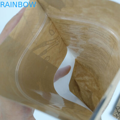 স্নাক ওয়াটারপ্রুফ স্ট্যান্ড আপ লেমিনেটেড ব্রাউন ক্রাফ্ট পেপার জিপলক ব্যাগ উইন্ডো সহ