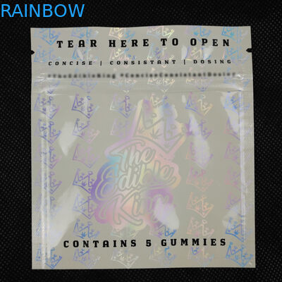 কাস্টম লোগো ডিজাইন জিপ লক পুনরুক্তযোগ্য গন্ধযুক্ত প্রুফ অ্যালুমিনিয়াম ফয়েল মাইলার প্লাস্টিক থ্রি সাইড সিল প্যাকেজিং হলোগ্রাম ব্যাগ