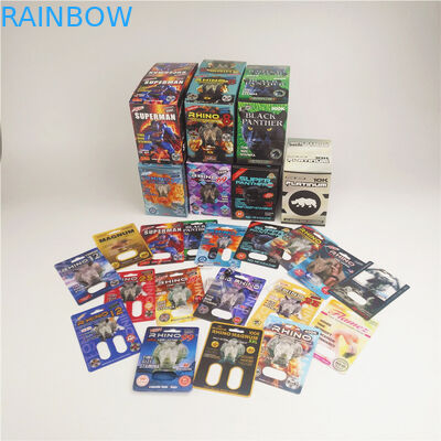 Rhino 10k Platinum Blister Paper Cards Hot Stamping for Male Enhancement Capsule