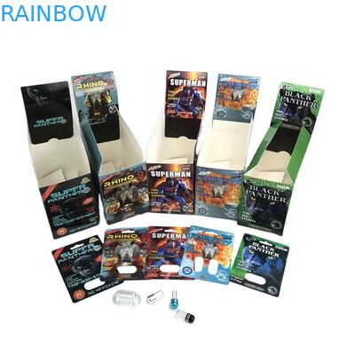 ডিসপ্লে বক্স সহ হলোগ্রাম এসজিএস সেক্স পিল ব্লিস্টার কার্ড 500k 3D ব্লিস্টার পেপার কার্ড