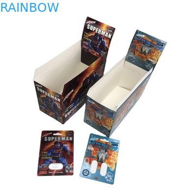 ডিসপ্লে বক্স সহ হলোগ্রাম এসজিএস সেক্স পিল ব্লিস্টার কার্ড 500k 3D ব্লিস্টার পেপার কার্ড