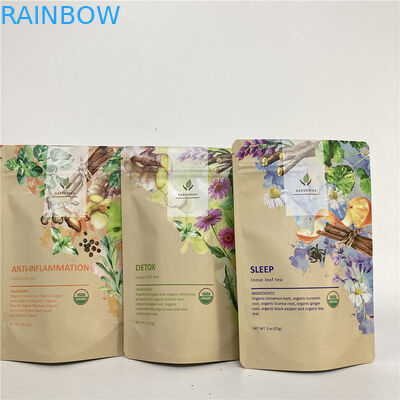 চা / কফির জন্য Cmyk 1.2C MPET স্ট্যান্ড আপ জিপার থলি 1.5C PA