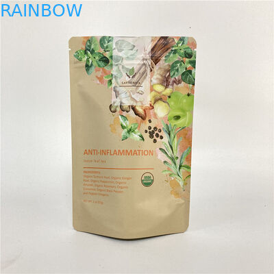 চা / কফির জন্য Cmyk 1.2C MPET স্ট্যান্ড আপ জিপার থলি 1.5C PA