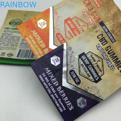 কাস্টম মুদ্রিত 1g 3.5g রিসাইকেল গন্ধ প্রমাণ জিপার আঠালো বিয়ার CBD ছোট স্ট্যান্ড আপ ভোজ্য 3.5g mylar আগাছা ব্যাগ