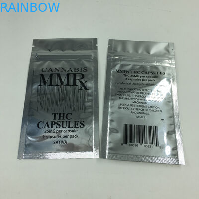 চকচকে অ্যালুমিনিয়াম ফয়েল 1g গন্ধ প্রমাণ জিপার ভোজ্য Mylar আগাছা গাঁজা ব্যাগ পাউডার জন্য ফ্ল্যাট Ziplock থলি