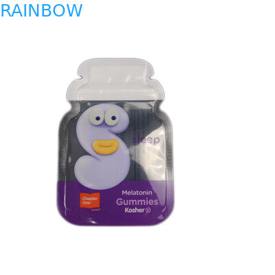 সিবি কাস্টম শেপ 3 সাইড সিল ফয়েল প্যাকেজিং আঠালো ক্যান্ডি ফ্ল্যাট ব্যাগ কাস্টম প্লাস্টিকের পাউচ প্যাকেজিং জিপ লক ব্যাগ