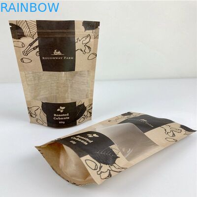 ডিজিটাল প্রিন্টেড স্ট্যান্ড আপ থলি ক্রাফ্ট পেপার গন্ধ প্রুফ ব্যাগ উইন্ডো সহ ফুড প্যাকেজিং ডয়প্যাক