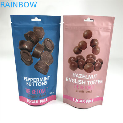 CMYK 110mic জিপার স্ট্যান্ড আপ পাউচ এডিবলস হেম চাইল্ড প্রুফ মাইলার ব্যাগ