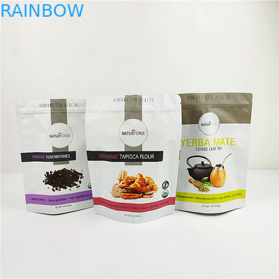 Gravure 120mic স্তরিত স্ট্যান্ড আপ হলোগ্রাম ব্যাগ VMPET MOPP প্লাস্টিক প্যাকেজিং ব্যাগ