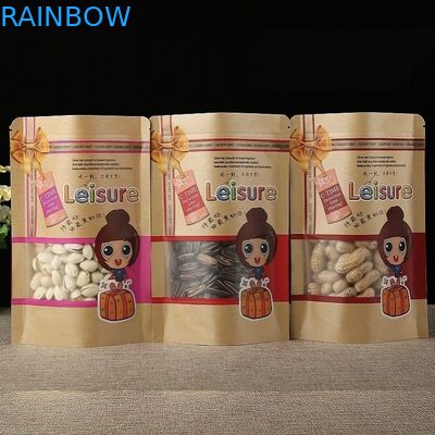 100mic Kraft কাগজ স্ট্যান্ডআপ ব্যাগ কফি CMYK খাদ্য কাগজ Ziplock ব্যাগ