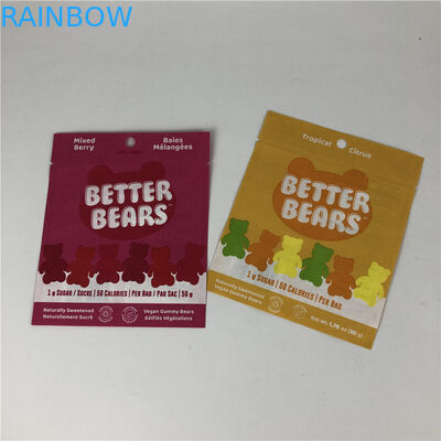 থ্রি সাইড সিল ফ্ল্যাট হিট সিলিং স্ন্যাক কুকি ভোজ্য CBD THC গামি বায়োডিগ্রেডেবল প্যাকেজিং ব্যাগ