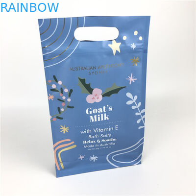 বডি স্ক্রাব প্যাকেজিংয়ের জন্য হ্যান্ডেল সহ ফ্ল্যাট বটম জিপ লক ফুড গ্রেড ফ্ল্যাট বটম ব্যাগ