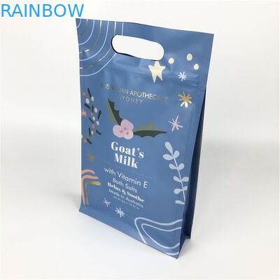 বডি স্ক্রাব প্যাকেজিংয়ের জন্য হ্যান্ডেল সহ ফ্ল্যাট বটম জিপ লক ফুড গ্রেড ফ্ল্যাট বটম ব্যাগ