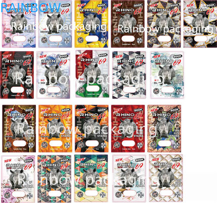 3D ব্লিস্টার রাইনো প্যাকেজিং কার্ড রাইনো 10K / 100K / 69 পিলস পেপার বক্স গোলাপী ভগ বিড়াল বড়ি