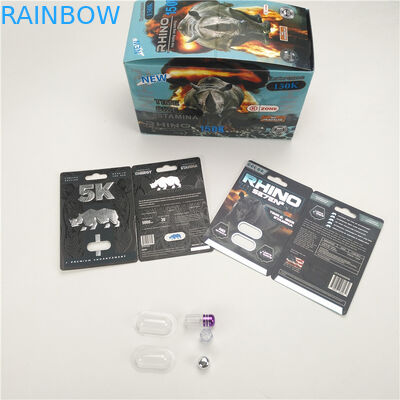 200mic পিলস ডিসপ্লে কার্ড পুরুষ বর্ধন কর্মক্ষমতা RHINO 8 11 25 CMYK