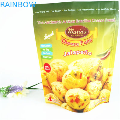 110mic রিসিলেবল জিপার ব্যাগ CMYK প্লাস্টিক পপকর্ন স্ট্যান্ড আপ 1.2C MPET