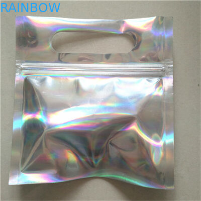 আঠালো ক্যান্ডিস ফুড গ্রেড হলোগ্রাফিক স্ট্যান্ড আপ পাউচ সিওয়াইএমকে ডিজিটাল প্রিন্টিং হোল সহ