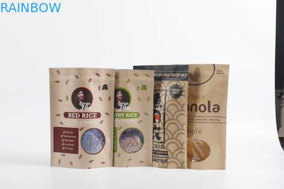 কাস্টম বায়োডিগ্রেডেবল পিএলএ ক্রাফট পেপার জিপার পাউচ স্ট্যান্ড আপ চা ফুড প্যাকেজিং