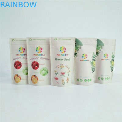 কাস্টম বায়োডিগ্রেডেবল পিএলএ ক্রাফট পেপার জিপার পাউচ স্ট্যান্ড আপ চা ফুড প্যাকেজিং