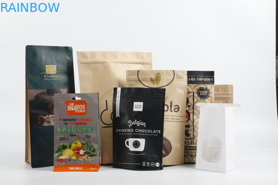 কাস্টম বায়োডিগ্রেডেবল পিএলএ ক্রাফট পেপার জিপার পাউচ স্ট্যান্ড আপ চা ফুড প্যাকেজিং