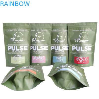 খাদ্যের জন্য কাস্টমাইজড ভোজ্য মাইলার প্লাস্টিক পাউচ প্যাকেজিং জিপলক স্ট্যান্ড আপ পাউচ