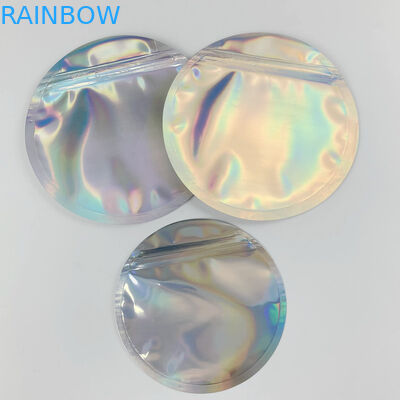 হলোগ্রাফিক মাইলার প্রিন্টেড কয়েন জিপার প্যাকেজিং ব্যাগ সার্কেল আকৃতির 3.5 গ্রাম