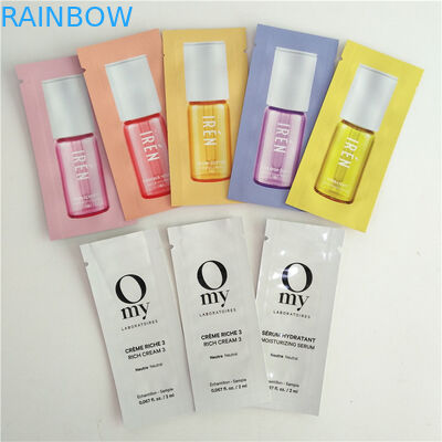 হিট সিল করা প্রসাধনী নমুনা প্যাকেজিং স্যাচেস ফ্ল্যাট পাউচ মাইলার ফয়েল 3 সাইড সিল ব্যাগ