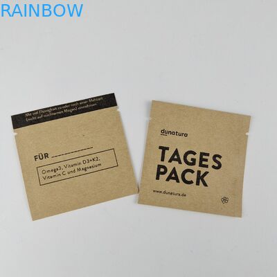 কাস্টম প্রিন্টিং বায়োডিগ্রেডেবল ক্রাফট পেপার ব্যাগ MOPP 3 সাইড সিল করা ব্যাগ