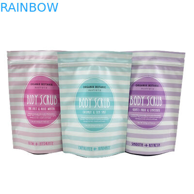 কাস্টম লোগো প্রিন্ট করা স্ট্যান্ড আপ জিপলক পাউচ সি সল্ট / লিকুইড সোপ / বডি স্ক্রাব প্যাকেজিং