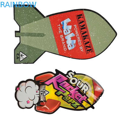 3.5g সিল করা গন্ধ প্রুফ মাইলার ব্যাগ কাস্টম মুদ্রিত অনন্য বিশেষ ডাই কাট অনিয়মিত আকৃতির