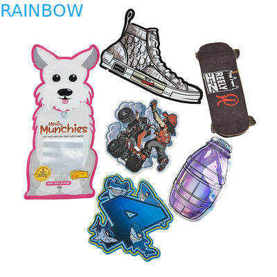 3.5g সিল করা গন্ধ প্রুফ মাইলার ব্যাগ কাস্টম মুদ্রিত অনন্য বিশেষ ডাই কাট অনিয়মিত আকৃতির