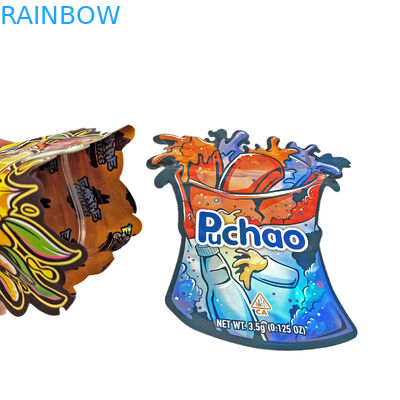 কাস্টম ডিজাইন 3.5g 7g 14g 28g ডাই কাট ব্যাগ জিপলক বিশেষ আকৃতির চাইল্ডপ্রুফ কাস্টম শেপ মাইলার স্ন্যাক ব্যাগ প্যাকেজিং