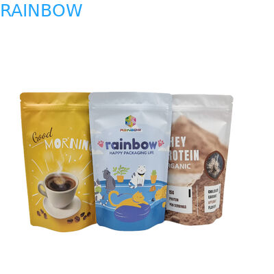 স্ন্যাক কুকি প্রোটিন পাউডারের জন্য ভোজ্য প্লাস্টিক প্যাকেজিং অ্যালুমিনিয়াম ফয়েল জিপার স্ট্যান্ড আপ ব্যাগ