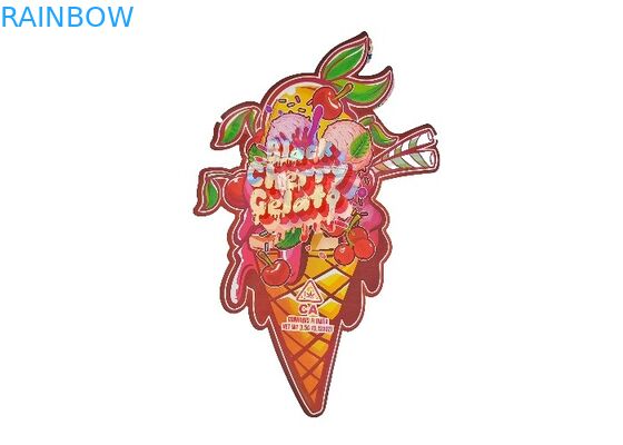 প্লাস্টিক চাইল্ডপ্রুফ 3.5 গ্রাম হলোগ্রাম মাইলার জিপলক ব্যাগ ডাই কাট অনিয়মিত বিশেষ আকৃতির