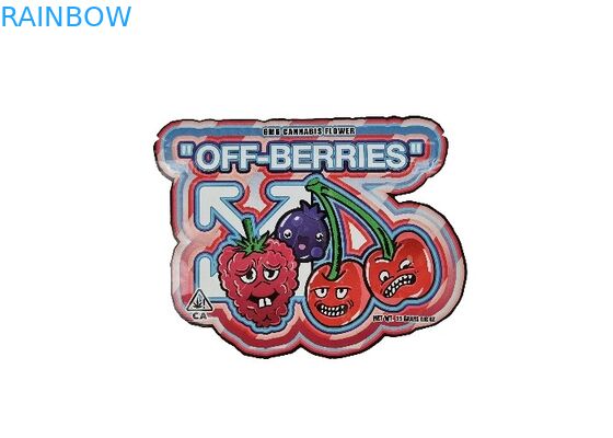 প্লাস্টিক চাইল্ডপ্রুফ 3.5 গ্রাম হলোগ্রাম মাইলার জিপলক ব্যাগ ডাই কাট অনিয়মিত বিশেষ আকৃতির