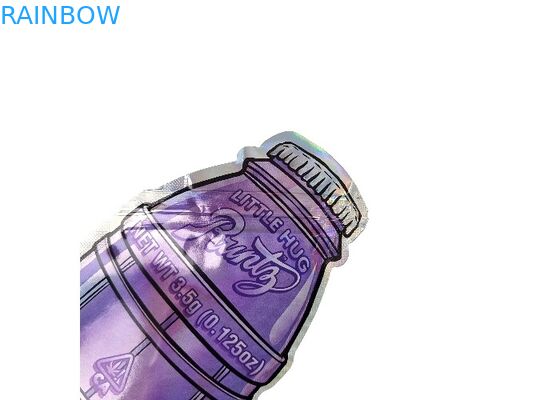 কাস্টম প্রিন্টেড 3.5g 0.125oz গন্ধ প্রুফ জিপলক মাইলার ব্যাগ বিশেষ ডাই কাট অনিয়মিত আকার